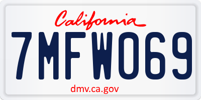 CA license plate 7MFW069