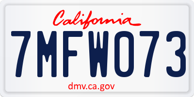CA license plate 7MFW073