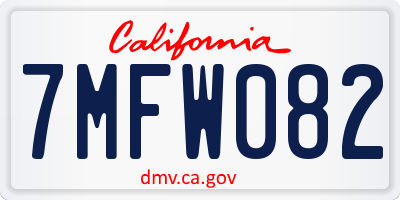 CA license plate 7MFW082