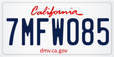 CA license plate 7MFW085