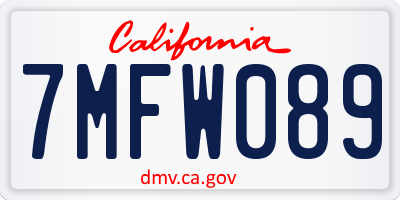 CA license plate 7MFW089