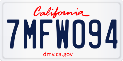 CA license plate 7MFW094