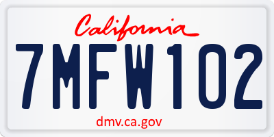CA license plate 7MFW102