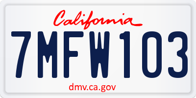CA license plate 7MFW103