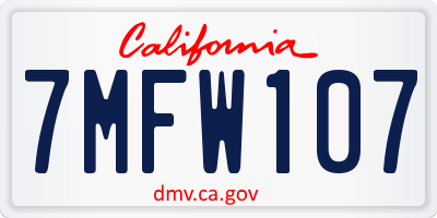 CA license plate 7MFW107