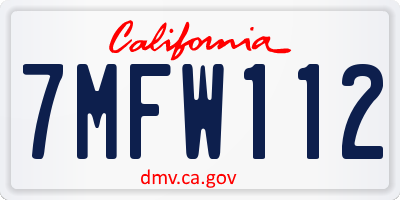 CA license plate 7MFW112