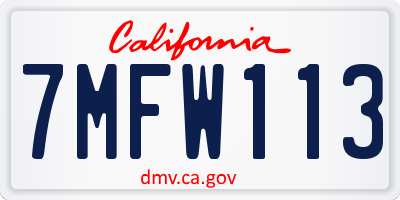 CA license plate 7MFW113