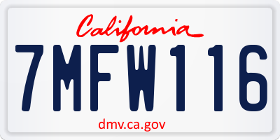 CA license plate 7MFW116