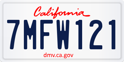 CA license plate 7MFW121