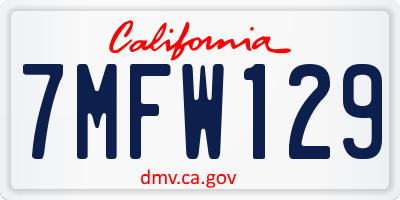 CA license plate 7MFW129