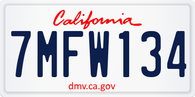 CA license plate 7MFW134