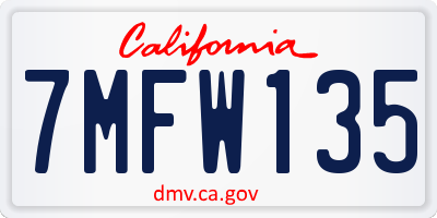 CA license plate 7MFW135
