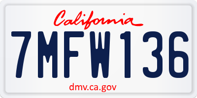 CA license plate 7MFW136