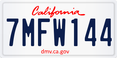 CA license plate 7MFW144