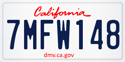 CA license plate 7MFW148