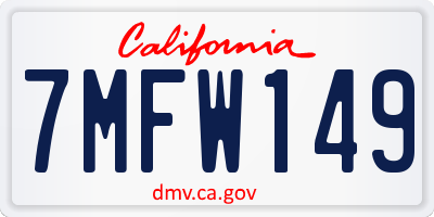 CA license plate 7MFW149