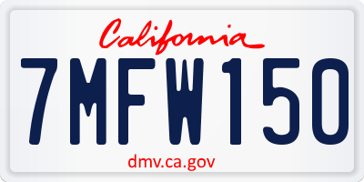 CA license plate 7MFW150