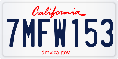 CA license plate 7MFW153