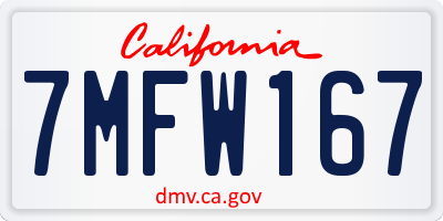 CA license plate 7MFW167
