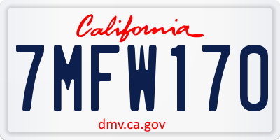 CA license plate 7MFW170