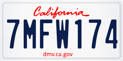 CA license plate 7MFW174