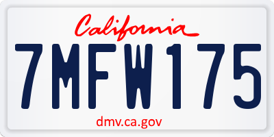 CA license plate 7MFW175