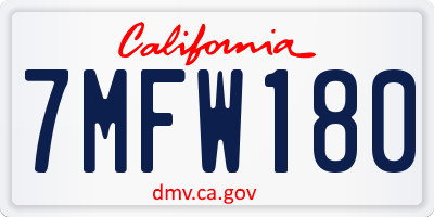 CA license plate 7MFW180