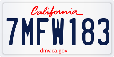 CA license plate 7MFW183