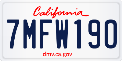 CA license plate 7MFW190