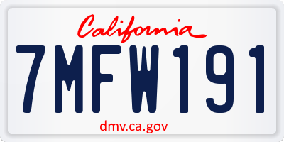 CA license plate 7MFW191