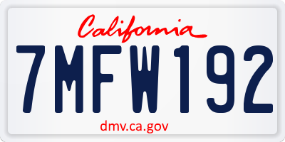 CA license plate 7MFW192