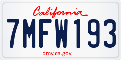 CA license plate 7MFW193