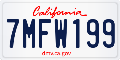 CA license plate 7MFW199