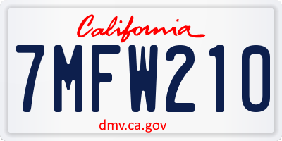 CA license plate 7MFW210