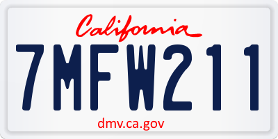 CA license plate 7MFW211