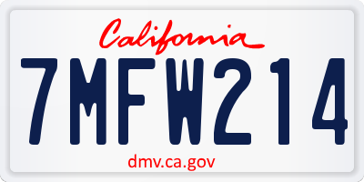CA license plate 7MFW214