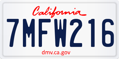 CA license plate 7MFW216