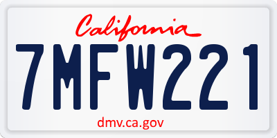 CA license plate 7MFW221