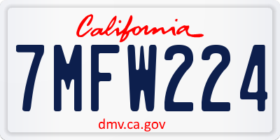 CA license plate 7MFW224