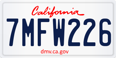 CA license plate 7MFW226