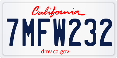 CA license plate 7MFW232