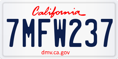 CA license plate 7MFW237