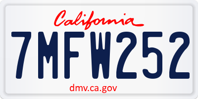 CA license plate 7MFW252