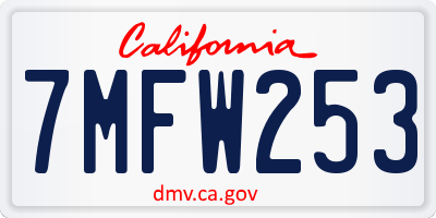 CA license plate 7MFW253