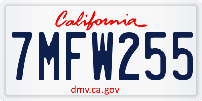 CA license plate 7MFW255