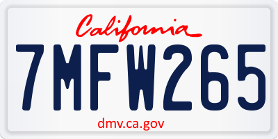 CA license plate 7MFW265