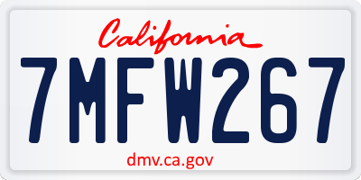 CA license plate 7MFW267