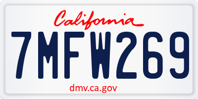 CA license plate 7MFW269