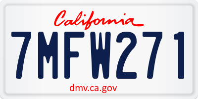 CA license plate 7MFW271