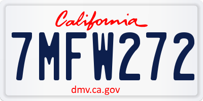 CA license plate 7MFW272